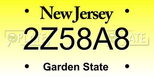2Z58A8 New Jersey License Plate