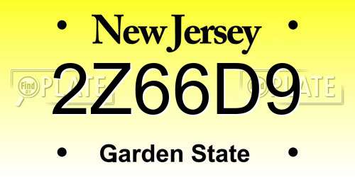 2Z66D9 New Jersey License Plate