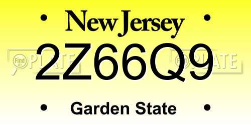 2Z66Q9 New Jersey License Plate