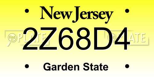 2Z68D4 New Jersey License Plate