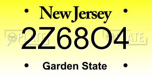 2Z68O4 New Jersey License Plate