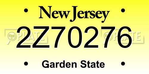 2Z70276 New Jersey License Plate