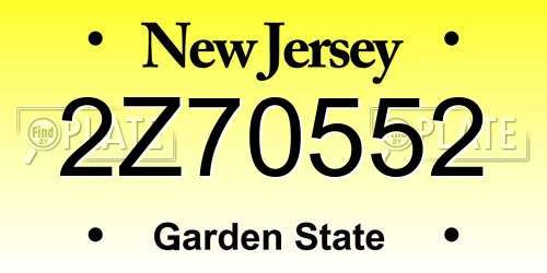 2Z70552 New Jersey License Plate