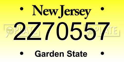 2Z70557 New Jersey License Plate