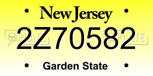 2Z70582 New Jersey License Plate