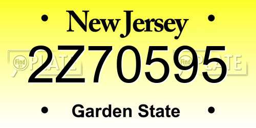 2Z70595 New Jersey License Plate