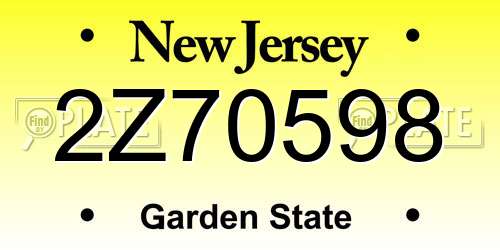 2Z70598 New Jersey License Plate