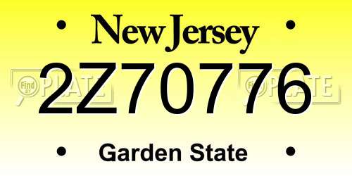 2Z70776 New Jersey License Plate