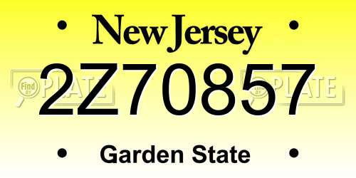 2Z70857 New Jersey License Plate