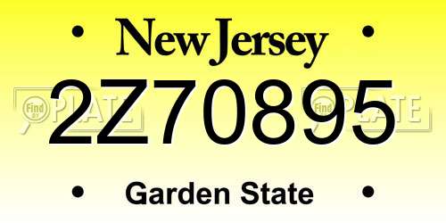 2Z70895 New Jersey License Plate