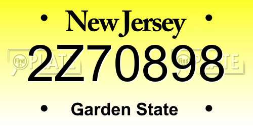 2Z70898 New Jersey License Plate