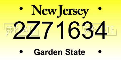 2Z71634 New Jersey License Plate