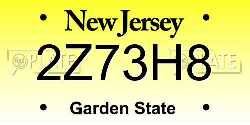2Z73H8 New Jersey License Plate