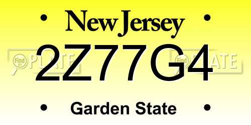 2Z77G4 New Jersey License Plate