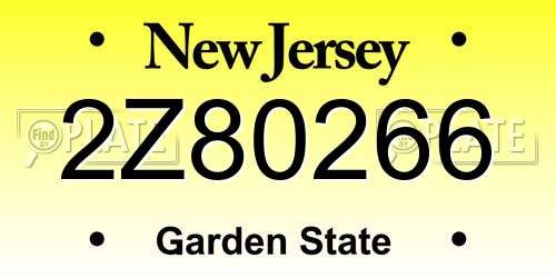 2Z80266 New Jersey License Plate