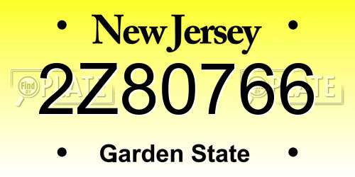 2Z80766 New Jersey License Plate