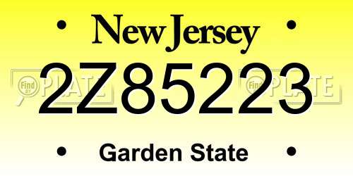 2Z85223 New Jersey License Plate