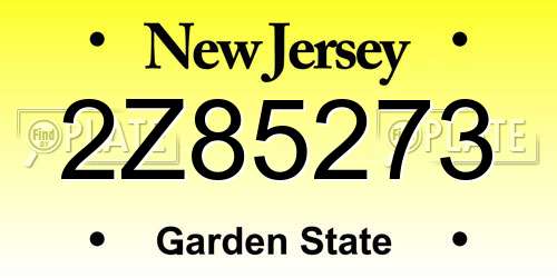 2Z85273 New Jersey License Plate