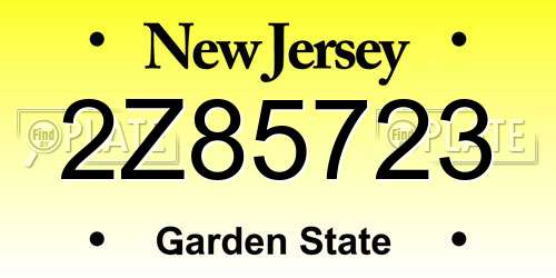 2Z85723 New Jersey License Plate
