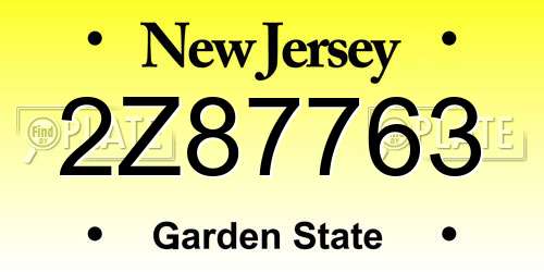 2Z87763 New Jersey License Plate