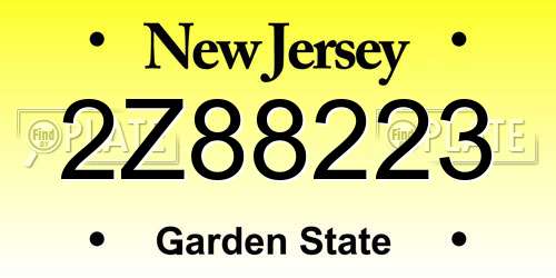 2Z88223 New Jersey License Plate