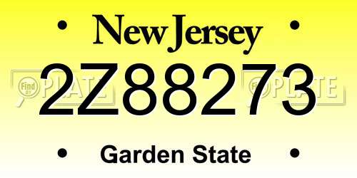 2Z88273 New Jersey License Plate