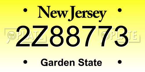 2Z88773 New Jersey License Plate