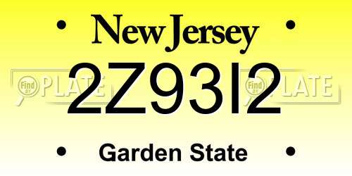 2Z93I2 New Jersey License Plate