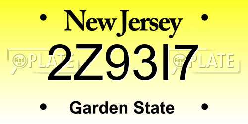 2Z93I7 New Jersey License Plate