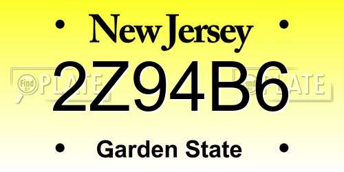 2Z94B6 New Jersey License Plate