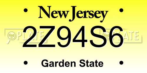 2Z94S6 New Jersey License Plate