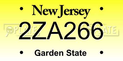 2ZA266 New Jersey License Plate