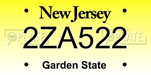 2ZA522 New Jersey License Plate