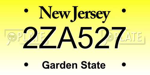 2ZA527 New Jersey License Plate