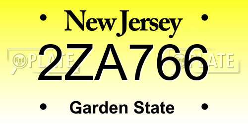 2ZA766 New Jersey License Plate
