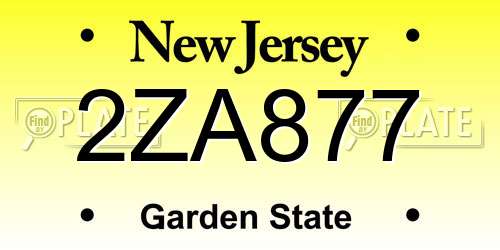 2ZA877 New Jersey License Plate
