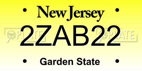 2ZAB22 New Jersey License Plate