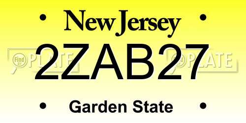 2ZAB27 New Jersey License Plate