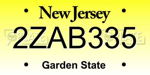 2ZAB335 New Jersey License Plate