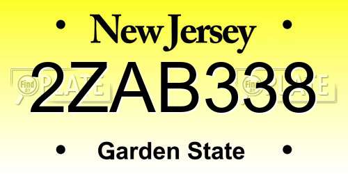 2ZAB338 New Jersey License Plate
