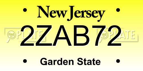 2ZAB72 New Jersey License Plate