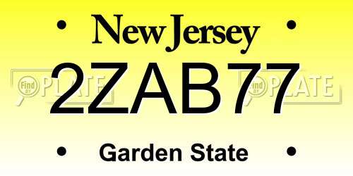 2ZAB77 New Jersey License Plate