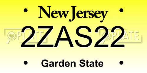 2ZAS22 New Jersey License Plate