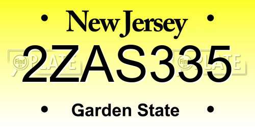 2ZAS335 New Jersey License Plate