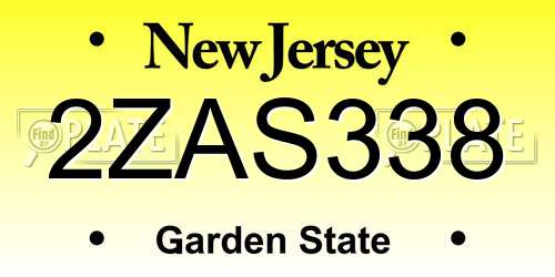 2ZAS338 New Jersey License Plate