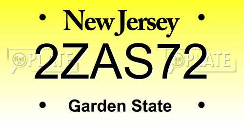 2ZAS72 New Jersey License Plate