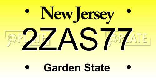 2ZAS77 New Jersey License Plate