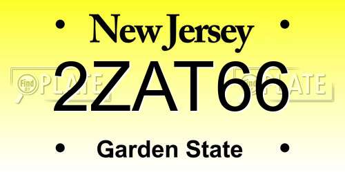 2ZAT66 New Jersey License Plate