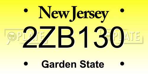 2ZB130 New Jersey License Plate