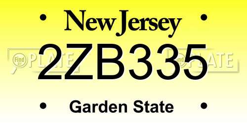 2ZB335 New Jersey License Plate